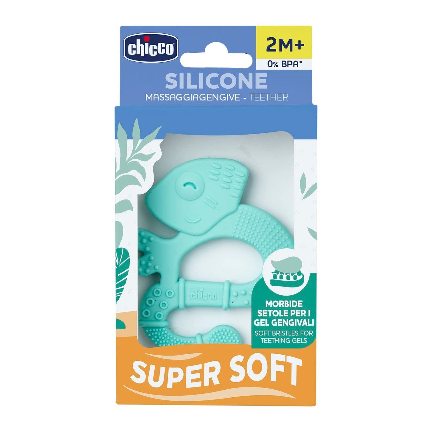 Chicco Soft&Clean bijtring hagedis, blauw, 2M+