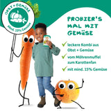 FRECHE FREUNDE Biologisch knijpbaar fruitzakje met appels, bananen, spinazie en komkommer, gepureerd fruit en groenten in een knijpzakje voor baby's vanaf 6 maanden, veganistisch, 6 stuks (6 x 100 g)