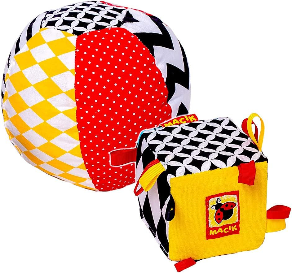 magdum 2 set baby kubusspel + stoffen bal - motoriek speelgoed vanaf 1 jaar - speelgoed voor kinderen 6 maanden - Montessori speelgoed - educatief speelgoed 1 jaar - cadeau voor kinderen - bal voor kinderen - kubus voor kinderen - cadeaus voor kinderen Speelgoed Bebe Naty Shop