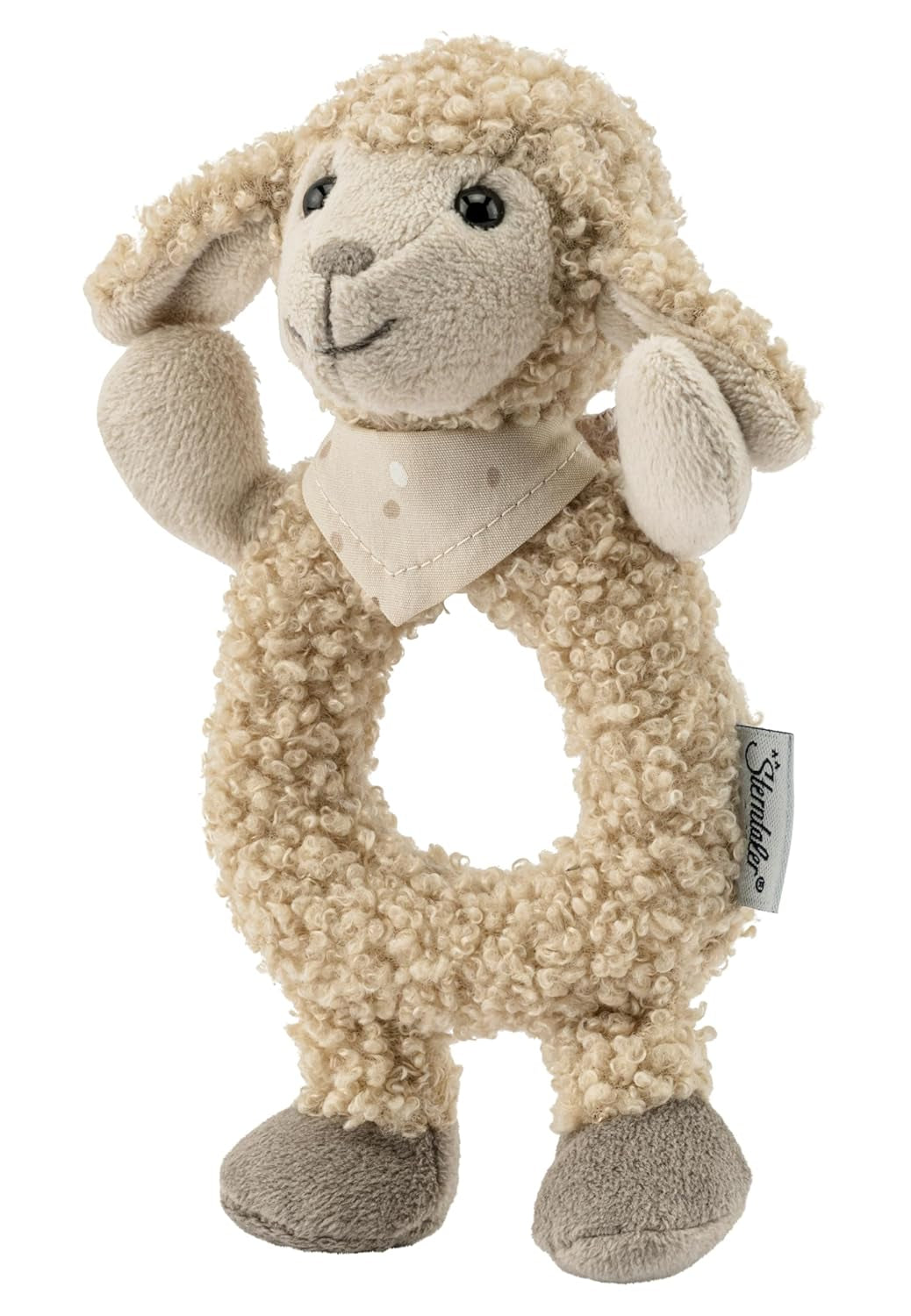 Flocke Sheep Sterntaler Catch Toy - motorisch speelgoed voor rammelen, aanraken en spelen - knuffel voor baby's en kinderen met ratelspeler als trouwe vriend - babyspeelgoed van zachte, zandkleurige stof Baby Toys Naty Shop