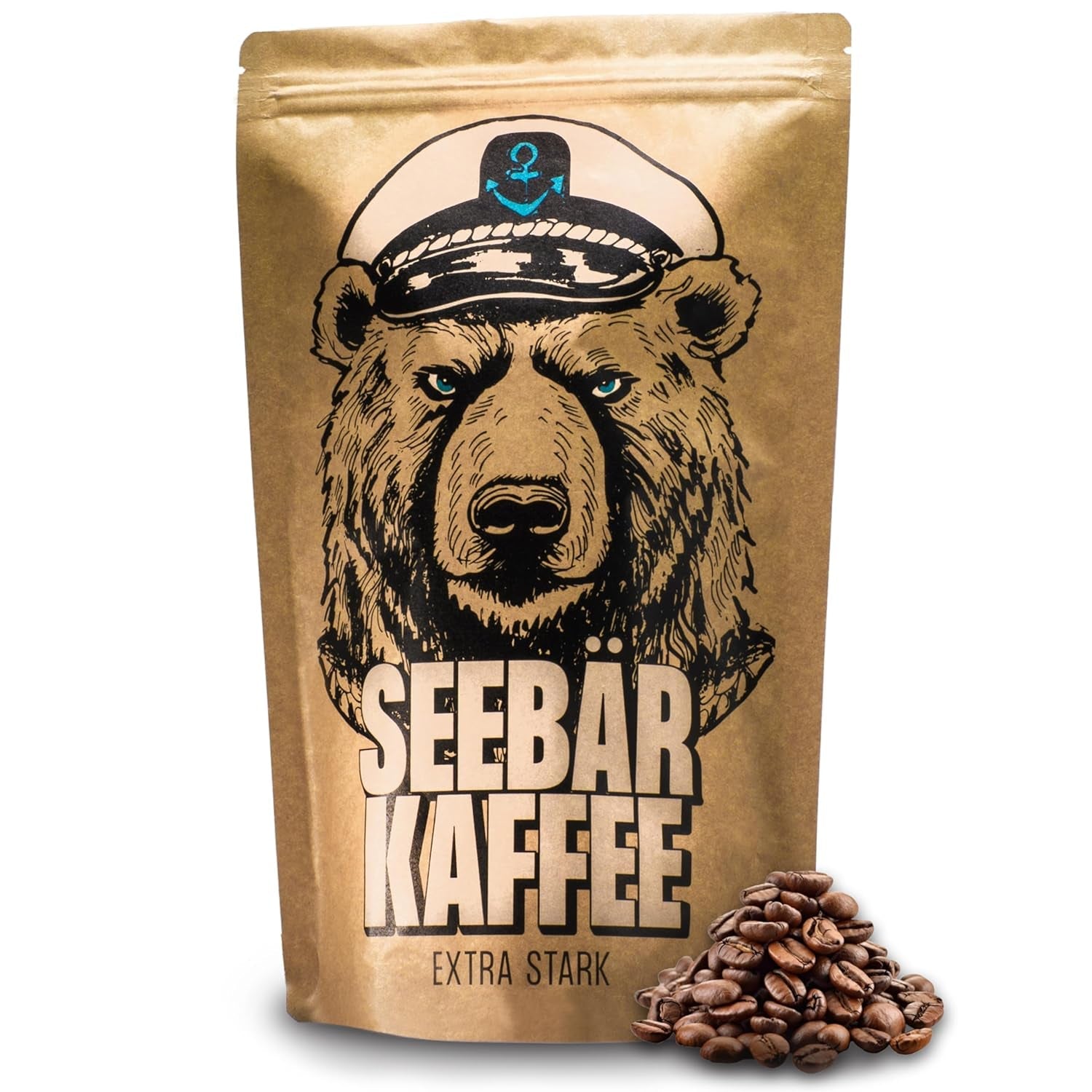 SEEBÄR COFFEE - Extra sterke koffiebonen - 500g - Lage zuurgraad en intens aroma - Hele bonen voor volautomatische koffiemachines, espresso en French press - Hoog cafeïnegehalte en lage zuurgraad
