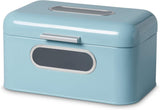ECHTWERK Retro metalen broodtrommel met kijkvenster en deksel set van 3 elegante opbergdozen 1,4 l inhoud rode voedselbewaardozen Naty Shop lichtblauw S enkel
