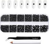 Beadsland 2500 stuks glas Nailart Strasssteine ​​Kristall Flatback Edelsteine ​​Runde, voor handwerk Gemischt 8 Größen SS4 ~ SS30 Mit Picking Pinzette en Stift (Kristall Weiss)
