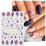 Jmeowio Nagelsticker Mond Stern Sonne 9 Blatt Nail Art Sticker Selbstklebend Nagelaufkleber Bunte Decoratie Nageldesign Zubehör