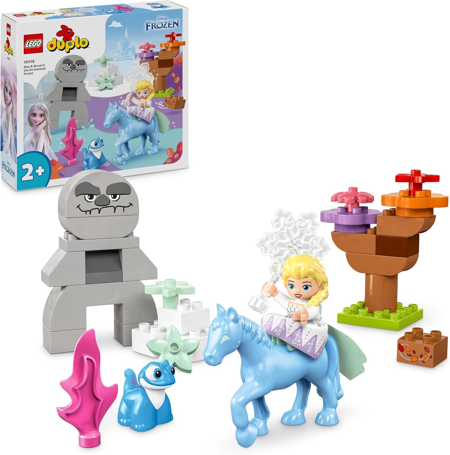 LEGO DUPLO | Disney ELSA en Bruni in het Betoverde Bos, IJskoningin, speelgoed met 4 figuren voor 2-jarigen, kleutercadeau voor meisjes en jongens vanaf 2 jaar, gebaseerd op Frozen 2 10418 Bouwsets Bekijk de LEGO-Store standaardtitel