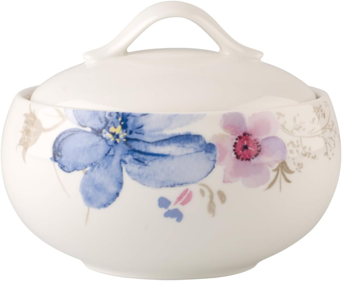 Villeroy & Boch Mariefleur Gris Basic suikerpot, premium porselein, wit/veelkleurig