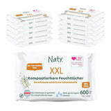 Naty Babydoekjes | 100% kruiden- en geurvrij voor de gevoelige huid | Plasticvrije en gecertificeerde composteerbare doekjes met 98% gezuiverd water | 672 doekjes (12 pakjes)