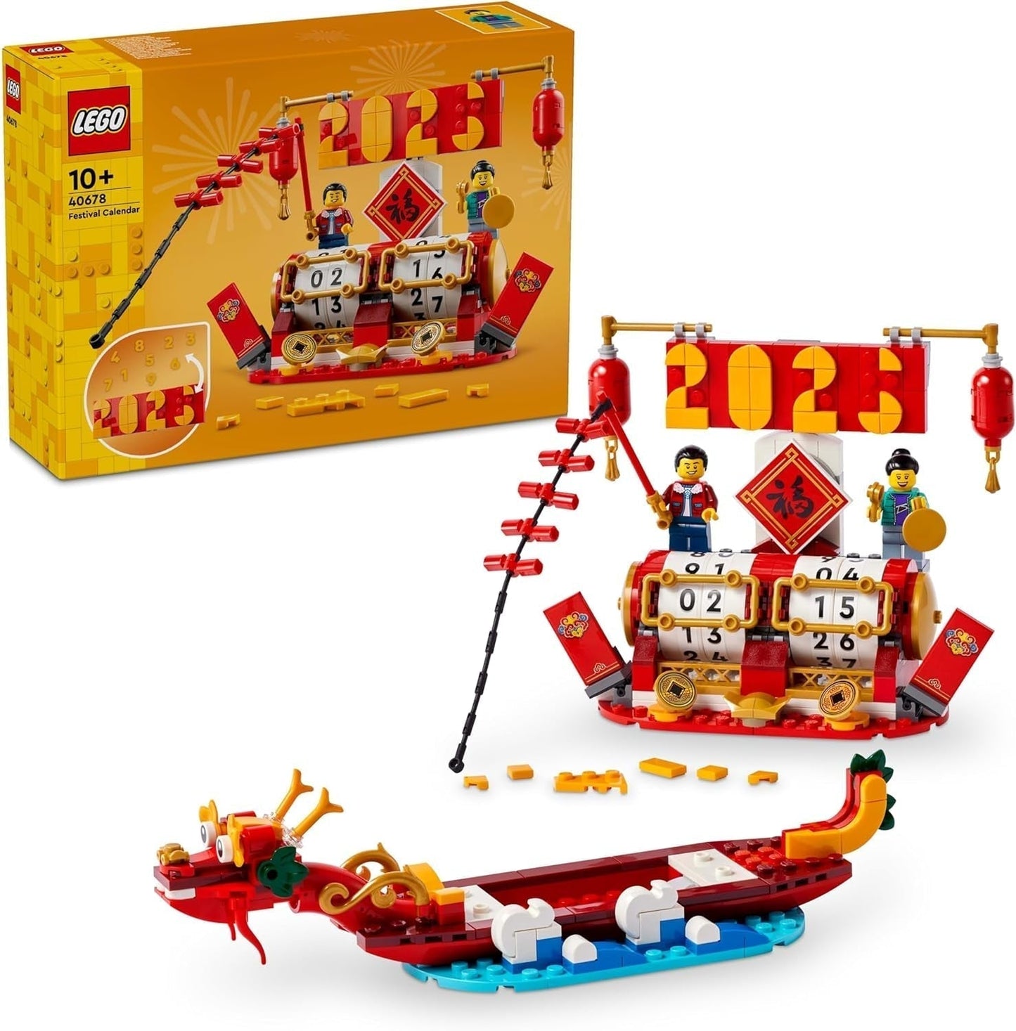 LEGO Vakantiekalender, Chinees kerstcadeau voor jongens en meisjes, Nieuwe maanjaar bouwset, Laat kinderen fantasierijk spelen, Feestelijk speelgoed, Chinees Nieuwjaar decoratie 40678 Bouwsets Besuche den LEGO-Store Standaardtitel