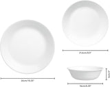 Winter Frost serviesset voor 4, 12 stuks, premium ultra-duurzaam Vitrelle™ glazen servies, vaatwasmachinebestendig, magnetron- en magnetronbestendig, feestelijk winterontwerp