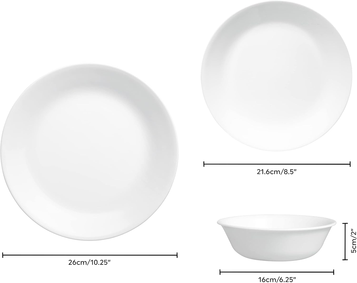 Winter Frost serviesset voor 4, 12 stuks, premium ultra-duurzaam Vitrelle™ glazen servies, vaatwasmachinebestendig, magnetron- en magnetronbestendig, feestelijk winterontwerp