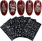 9 Blatt Nagelsticker Weihnachten Nagelaufkleber Selbstklebend Weiß Rentier Schneemann Nail Art Sticker Decoratie Nageldesign Zubehör