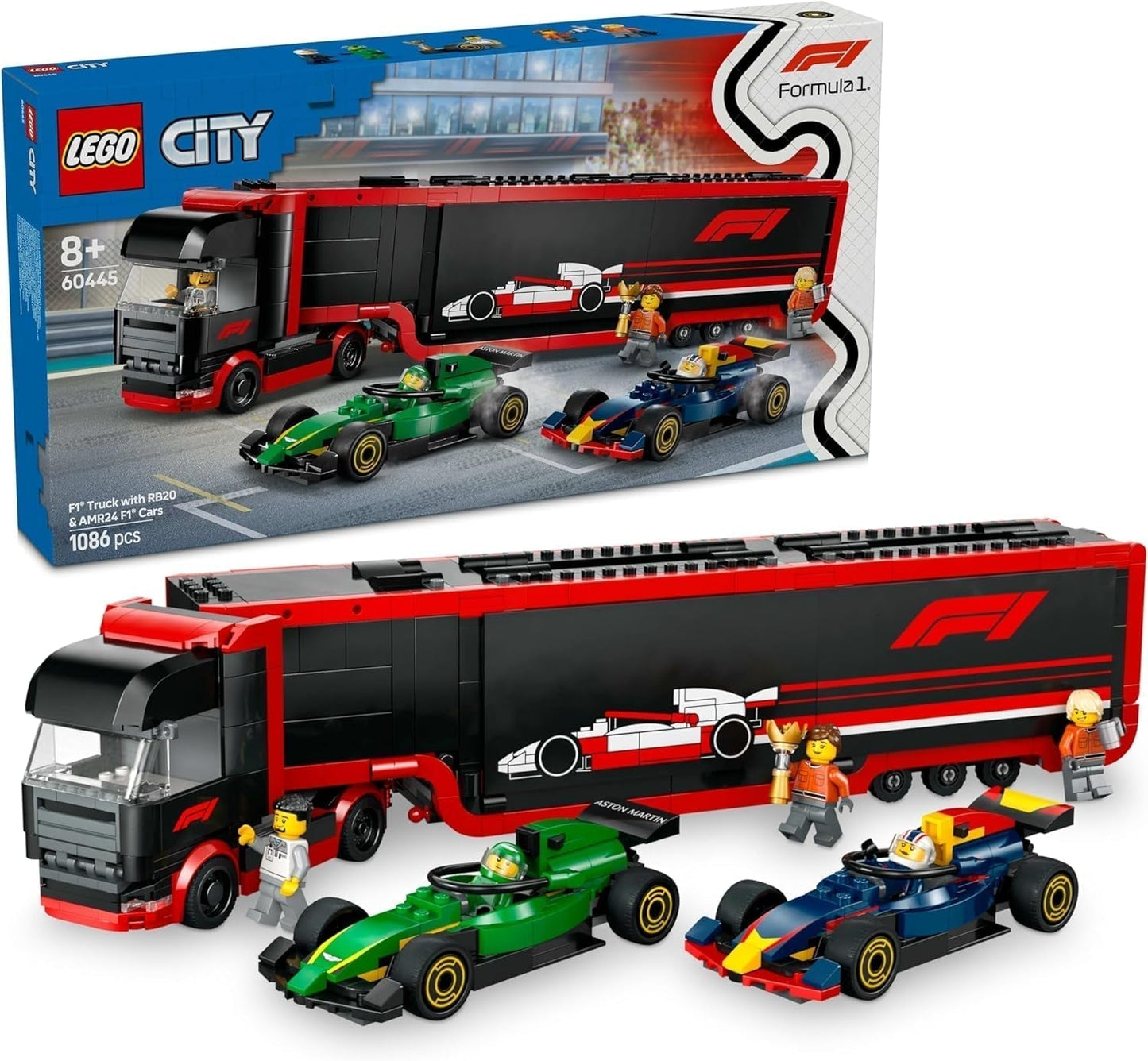 LEGO City F1 Transporter met RB20 & AMR24 F1 Racewagens - Speelgoedautotransporter voor Red Bull & Aston Martin Formule 1 Teams - Incl. 5 minifiguren - Cadeau voor jongens en meisjes vanaf 8 jaar 60445 Bouwsets Beuche in LEGO-Store Standaard titel