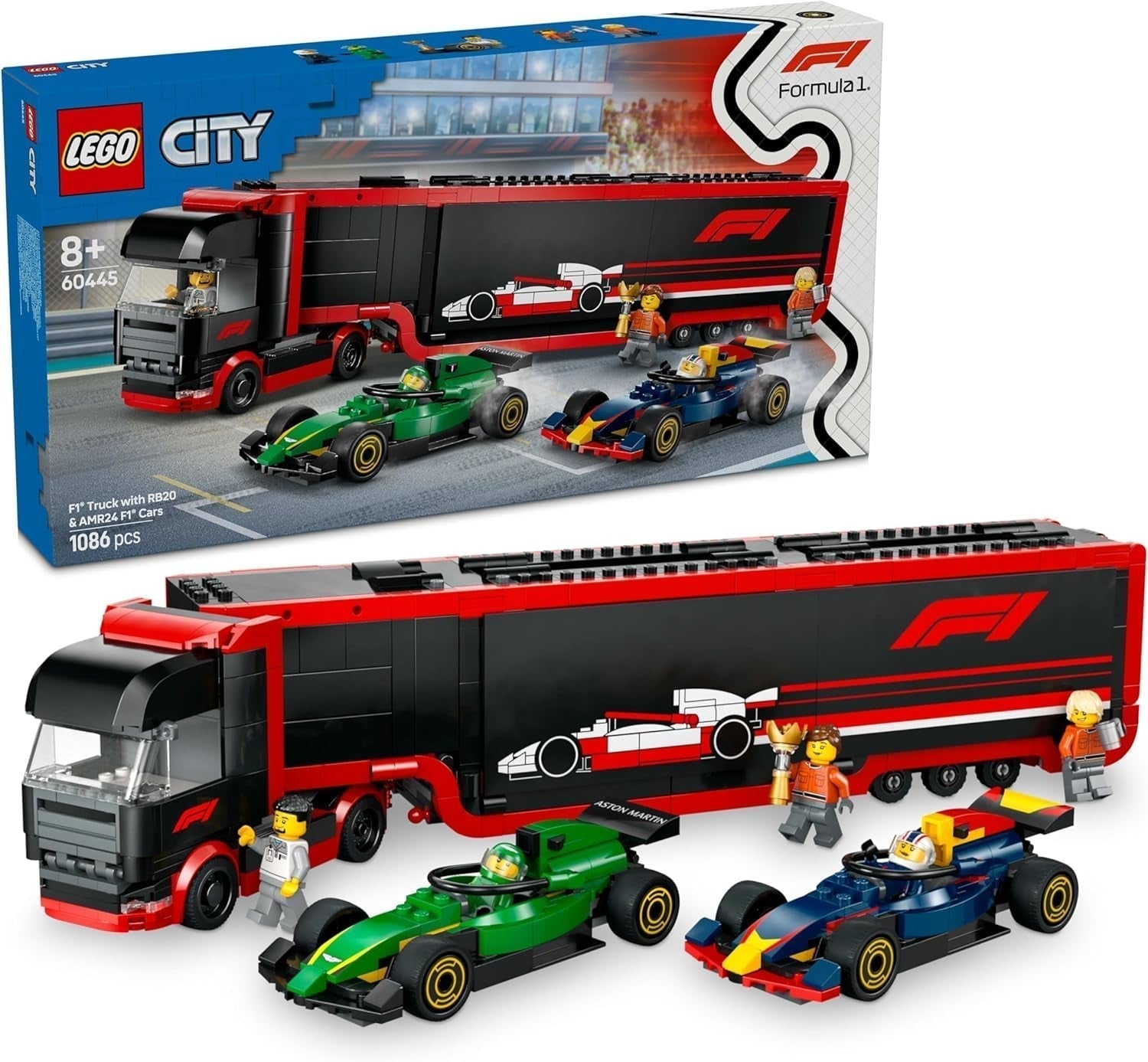LEGO City F1 Transporter met RB20 & AMR24 F1 Racewagens - Speelgoedautotransporter voor Red Bull & Aston Martin Formule 1 Teams - Incl. 5 minifiguren - Cadeau voor jongens en meisjes vanaf 8 jaar 60445 Bouwsets Beuche in LEGO-Store Standaard titel