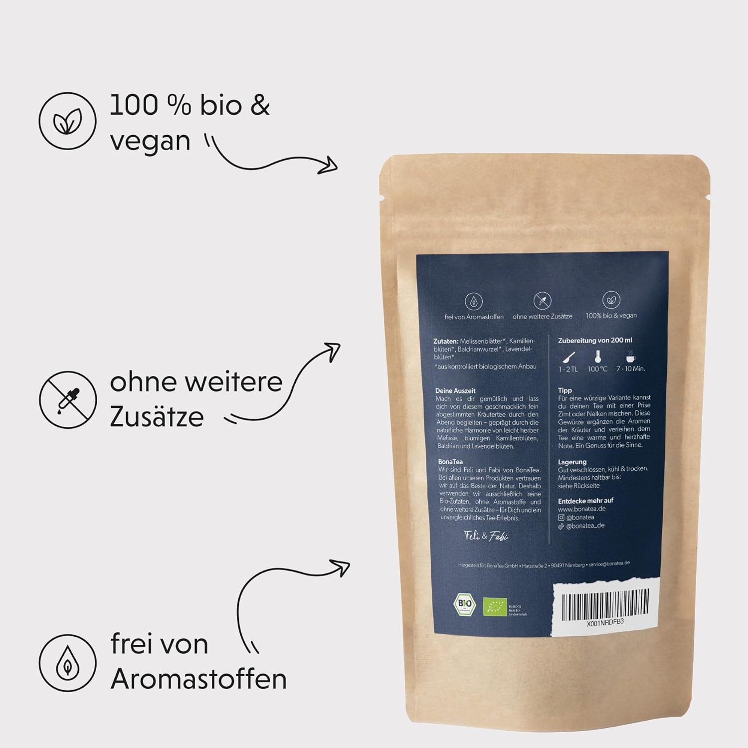 Avondthee BIO 100 g - Uw pauze met valeriaan, lavendel, citroenmelisse, kamille, mengsel van kruidenthee voor avondontspanning