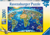 Ravensburger kinderpuzzel - 12722 Grote, wijde wereld - Wereldkaartpuzzel voor kinderen vanaf 8 jaar, met 200 stukjes in XXL-formaat Puzzel Naty Shop Standaard titel