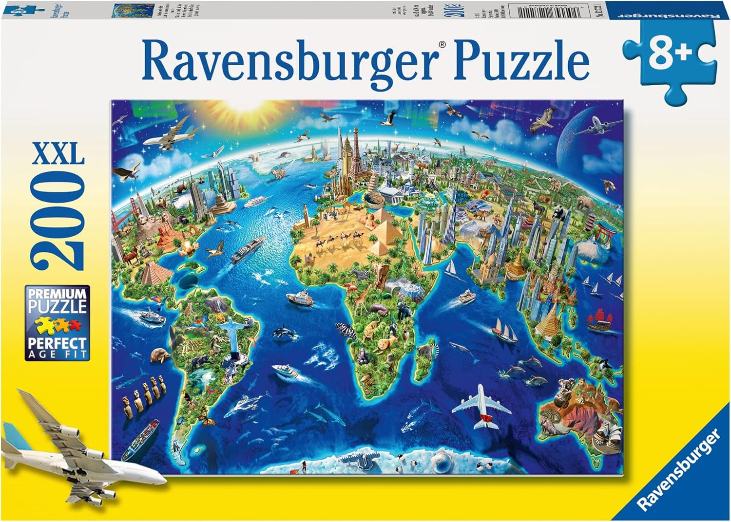 Ravensburger kinderpuzzel - 12722 Grote, wijde wereld - Wereldkaartpuzzel voor kinderen vanaf 8 jaar, met 200 stukjes in XXL-formaat Puzzel Naty Shop Standaard titel