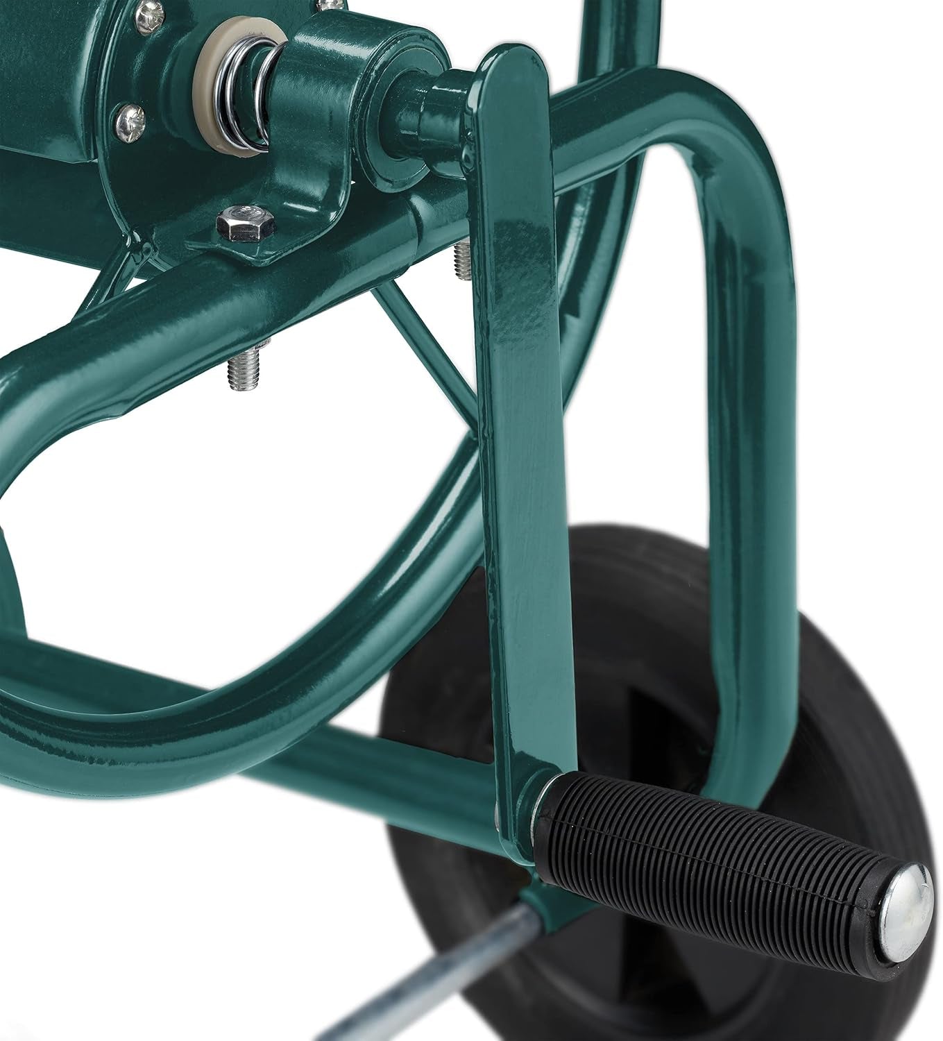 Relaxdays Slangenwagen Tot 60m 4 Massief Rubberen Banden Klikkoppeling Metalen Slanghaspel Slangdispenser Groen