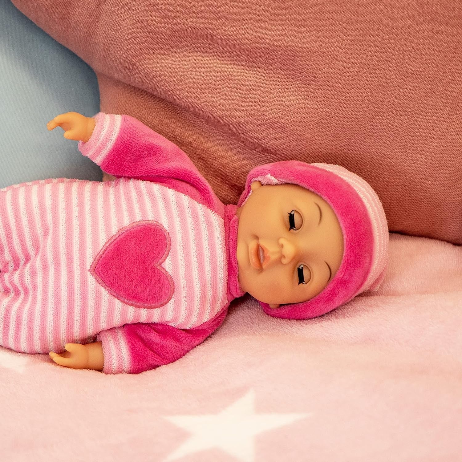 Bayer Design 92802AS Mijn eerste baby 28 cm, babypop, pop met zacht lichaam en slapende ogen, erg handig, schattige outfit, roze