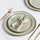 GBhome 6-persoons keramische serviesset, 24-delig, reactief glazuur, handgemaakt, magnetron- en vaatwasserbestendig, kom en bordenset Desret Sage GDW007GY-24P-EU