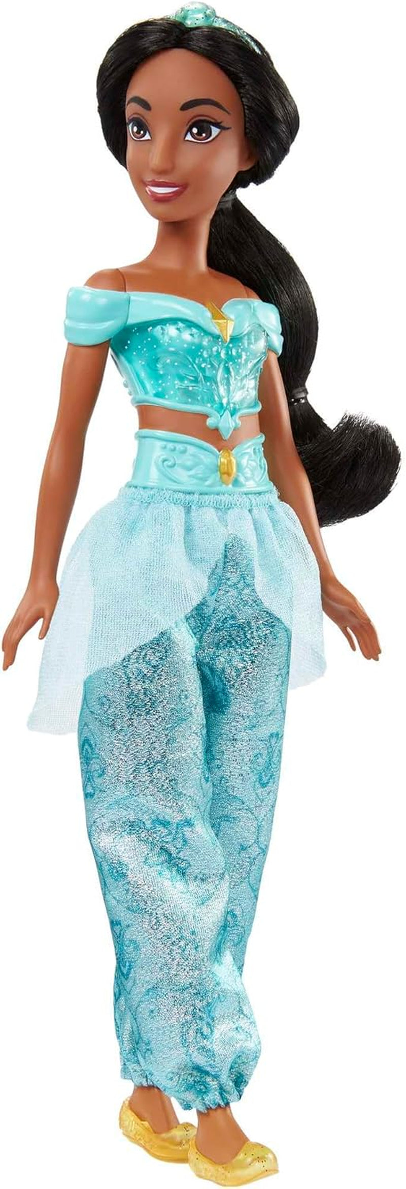 Mattel Disney Princess Toy Jasmine Fashion beweegbare pop met fonkelende kleding en accessoires Op Disney-film geïnspireerd cadeau voor kinderen HLW12 Naty Shop-poppen
