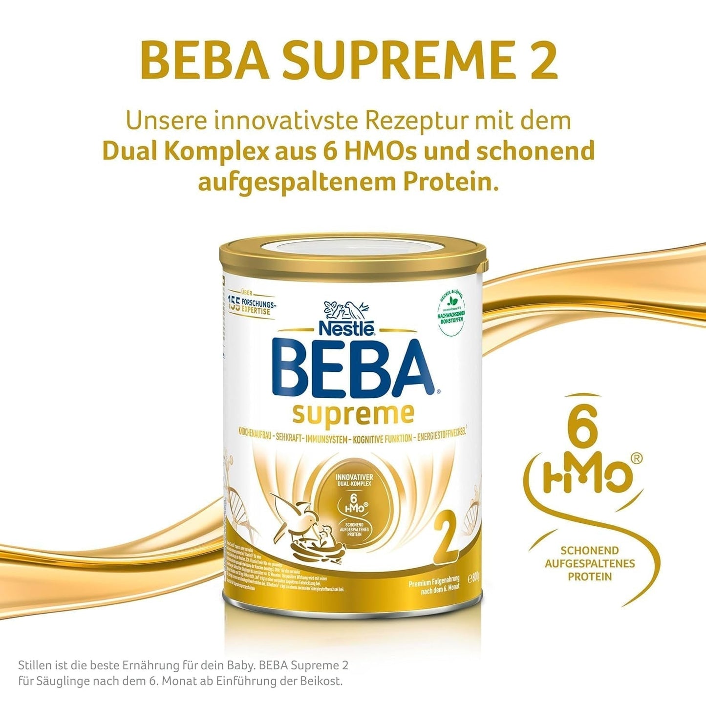 BEBA SUPREME 2 Opvolgmelk na 6 maanden, alleen lactose, palmolievrij, verpakking van 6 (6 x 800g) Naty Shop
