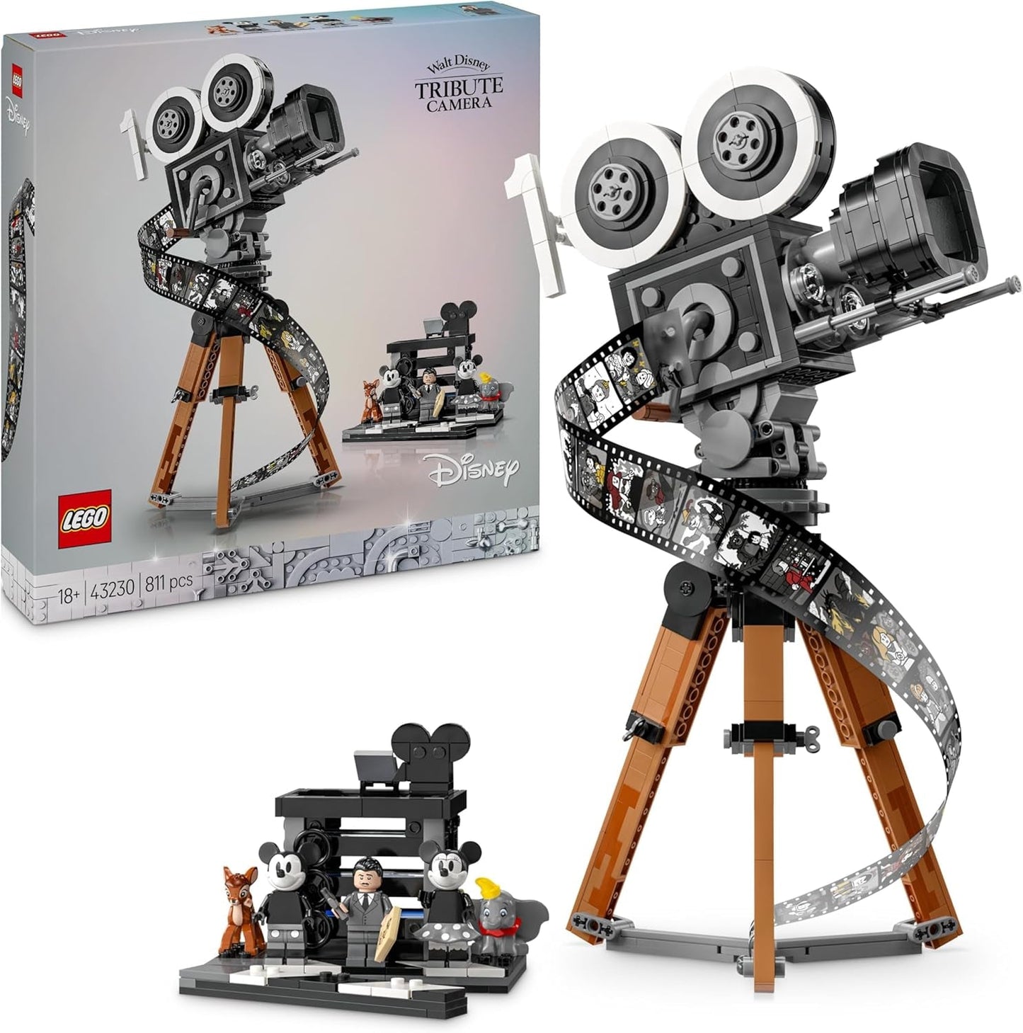 LEGO | Disney Camera - Eerbetoon aan Walt Disney, Set voor volwassenen met Mickey en Minnie Mouse minifiguren, Bambi en Dumbo figuren, Cadeau voor dames, heren en fans, Tentoonstelling 43230 Bouwsets Besuche den LEGO-Store Modern