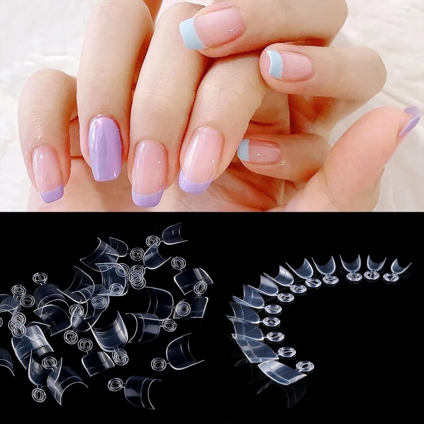 600 stuks ovale korte kunstnagels 12 maten halve dekking acryl valse nageltips kunstnagels voor manicure vrouwen salon doe-het-zelf (transparant)