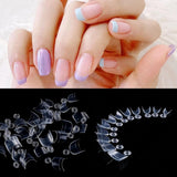 600 stuks ovale korte kunstnagels 12 maten halve dekking acryl valse nageltips kunstnagels voor manicure vrouwen salon doe-het-zelf (transparant)