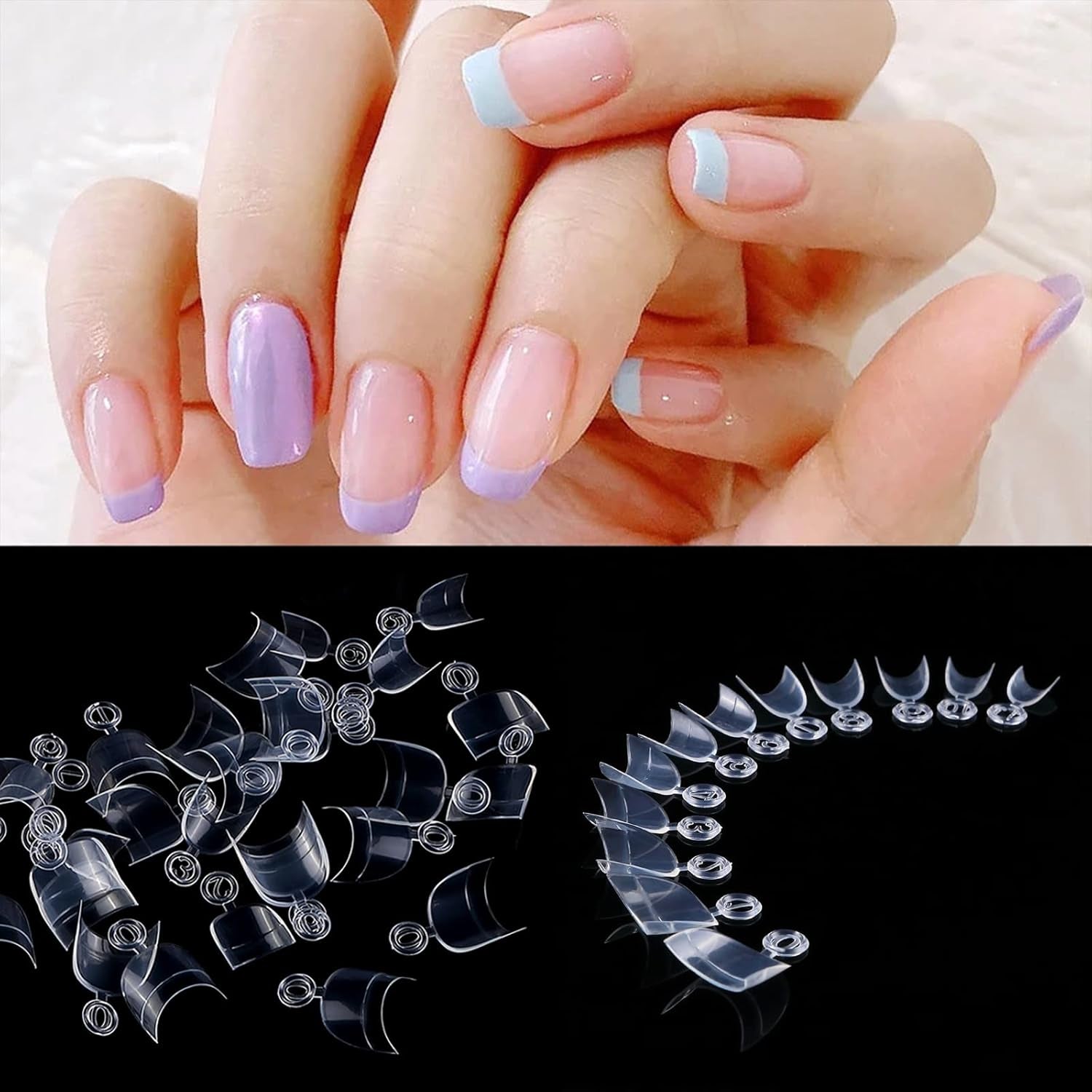 600 stuks ovale korte kunstnagels 12 maten halve dekking acryl valse nageltips kunstnagels voor manicure vrouwen salon doe-het-zelf (transparant)