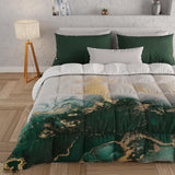 PETTI Artigiani Italiani - Winterquilt, Winterquilt, Eenvoudige quilt, Dubbelzijdig, Monocolor en digitaal printen, 100% hypoallergene microvezel, Made in Italy Dekbedden en dekbedden Naty Shop Smaragdmarmeren Eenpersoonsbed