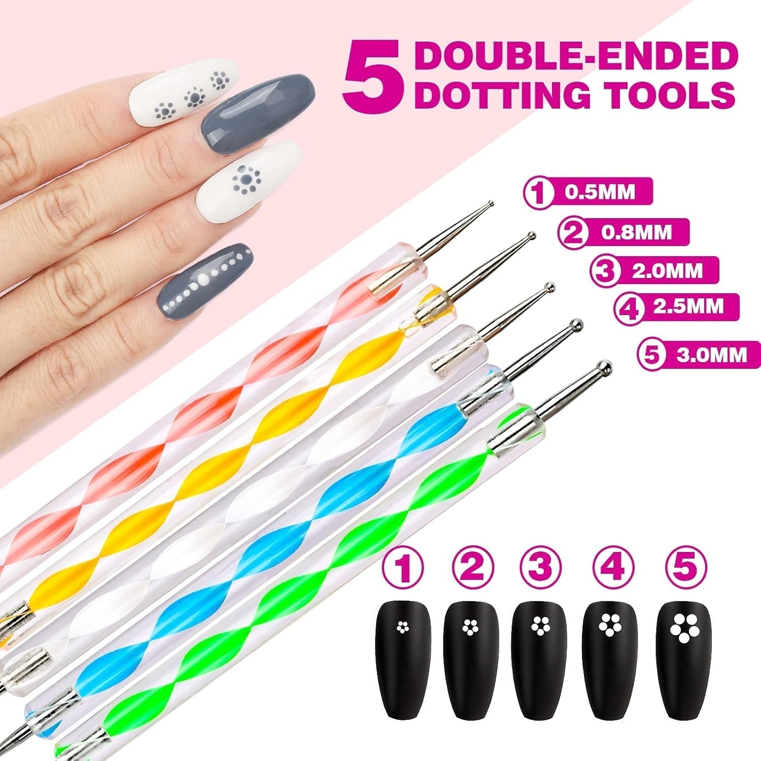 FANDAMEI 54 Blätter Wassertransfer Nagelsticker & Nail Art Pinsel Set, Dotted Pennen, Blattgold voor Nagelkunst, Streifenband, Strasssteine, Werkzeug en Decoratieset voor Nagelkunst Maniküre Set