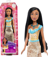 Mattel DISNEY Prinses Aurora - Pop met typische outfit, afneembare schoenen en tiara, sprankelend topje en afneembare rok met patroon, lang haar om te stylen, HLW09 Naty Shop Pocahontas-poppen