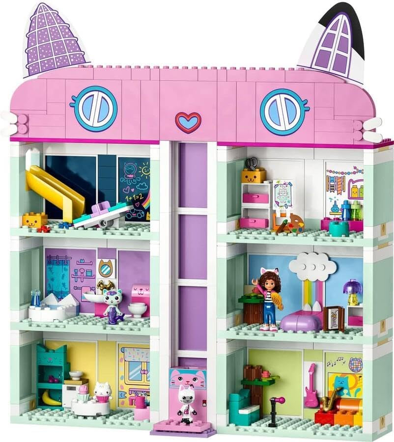 Lego 10788 Gabby's poppenhuis speelgoedset, 8 kamers en 4 verdiepingen Gabby's poppenhuis speelgoed met Pandi, Meerkat, Kuchi figuren en accessoires, cadeau voor 4-jarige meisjes, jongens en kinderen Bouwsets Besuche den LEGO-Store
