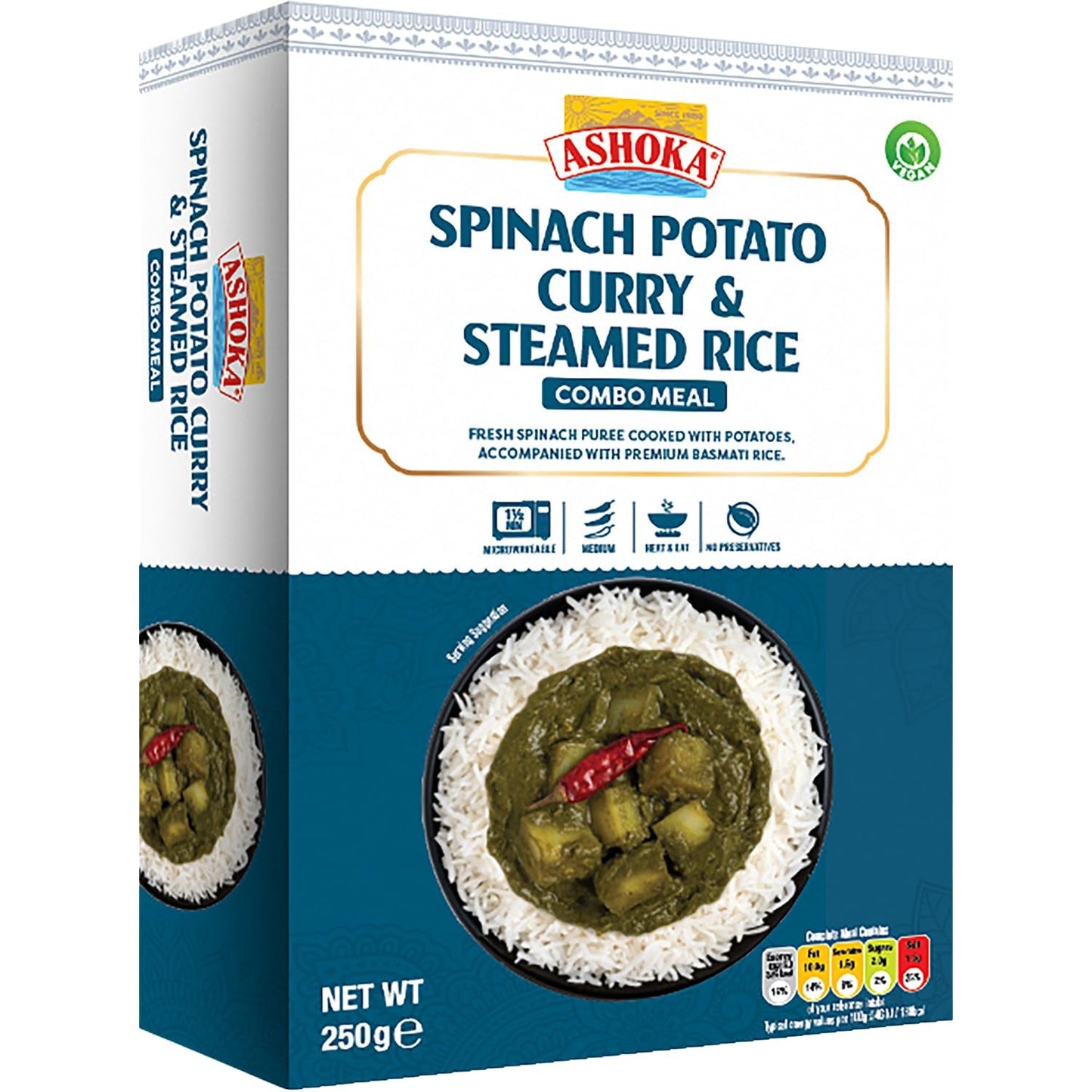 ASHOKA - Instantcurry met spinazie, aardappelen en rijst - (1 x 250 g)