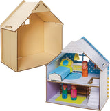 Baker Ross FN199 Bouw je eigen houten poppenhuis - 1-delig poppenhuisbouwpakket voor kinderknutselset
