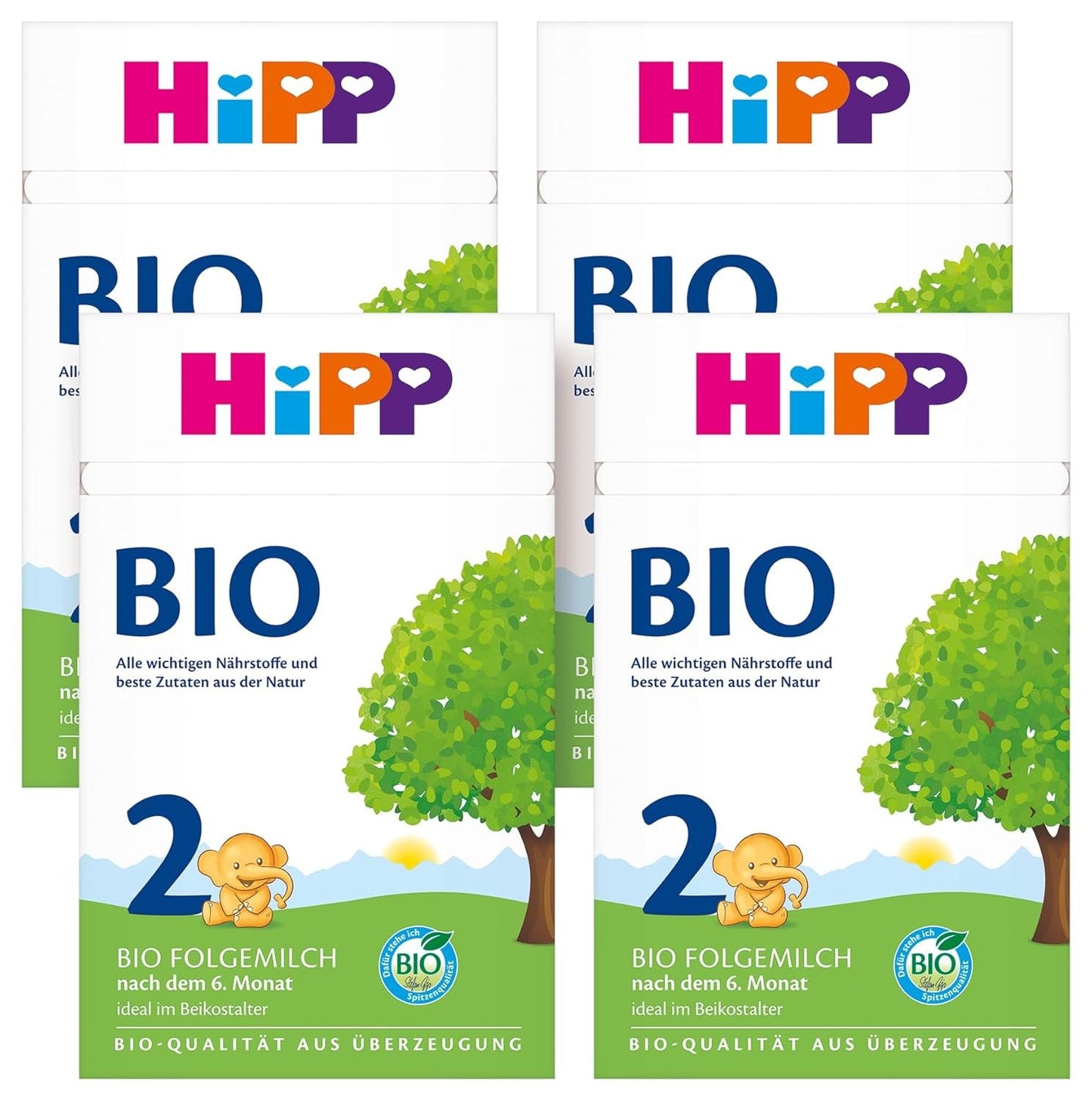 HiPP 2 Biologische opvolgmelk (4 x 600 g), na 6 maanden, met Omega-3 (DHA, ALA), calcium en eenvoudig te bereiden biologisch zetmeel, van de beste biologische kwaliteit