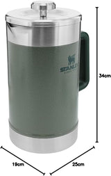 STANLEY Classic Stay Hot Koffiepers 1,4L Hammertone Groen - Houdt koffie 4 uur warm - Minimaal bezinksel - Geïntegreerde RVS koffiepers - BPA vrij - Vaatwasmachinebestendig