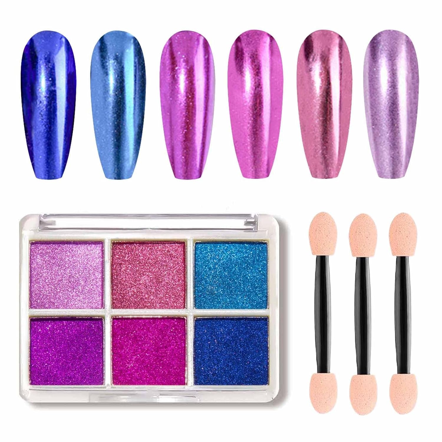 GZMAYUEN Chrom Pulver Für Nägel 6 Farbe Mirror Chrome Nagelpoeder Pigmentpoeder Nail Art