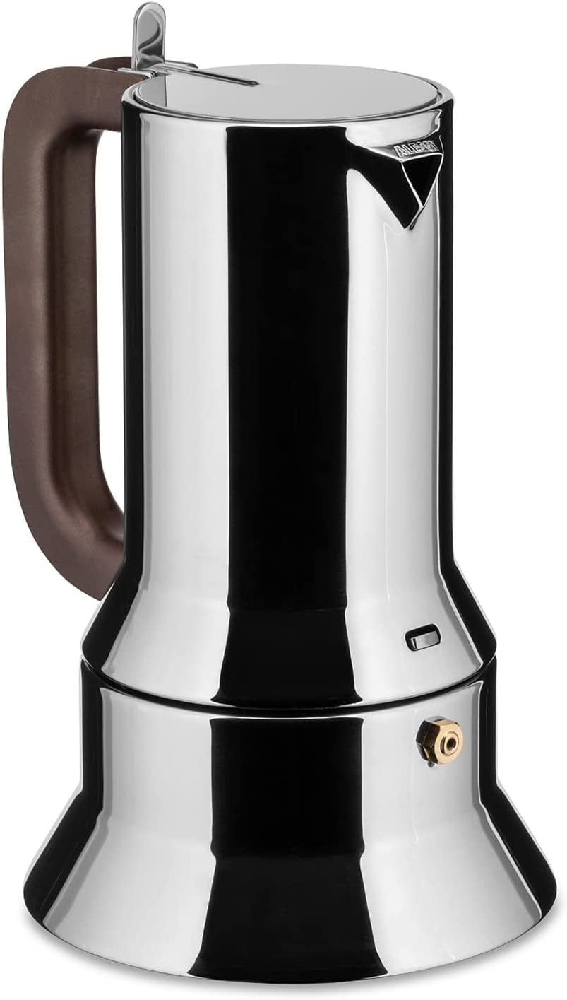 Alessi 9090/6 Espresso met 6 kopjes voor inductie, roestvrij staal, zilver, 15,5 x 13,5 x 27 cm