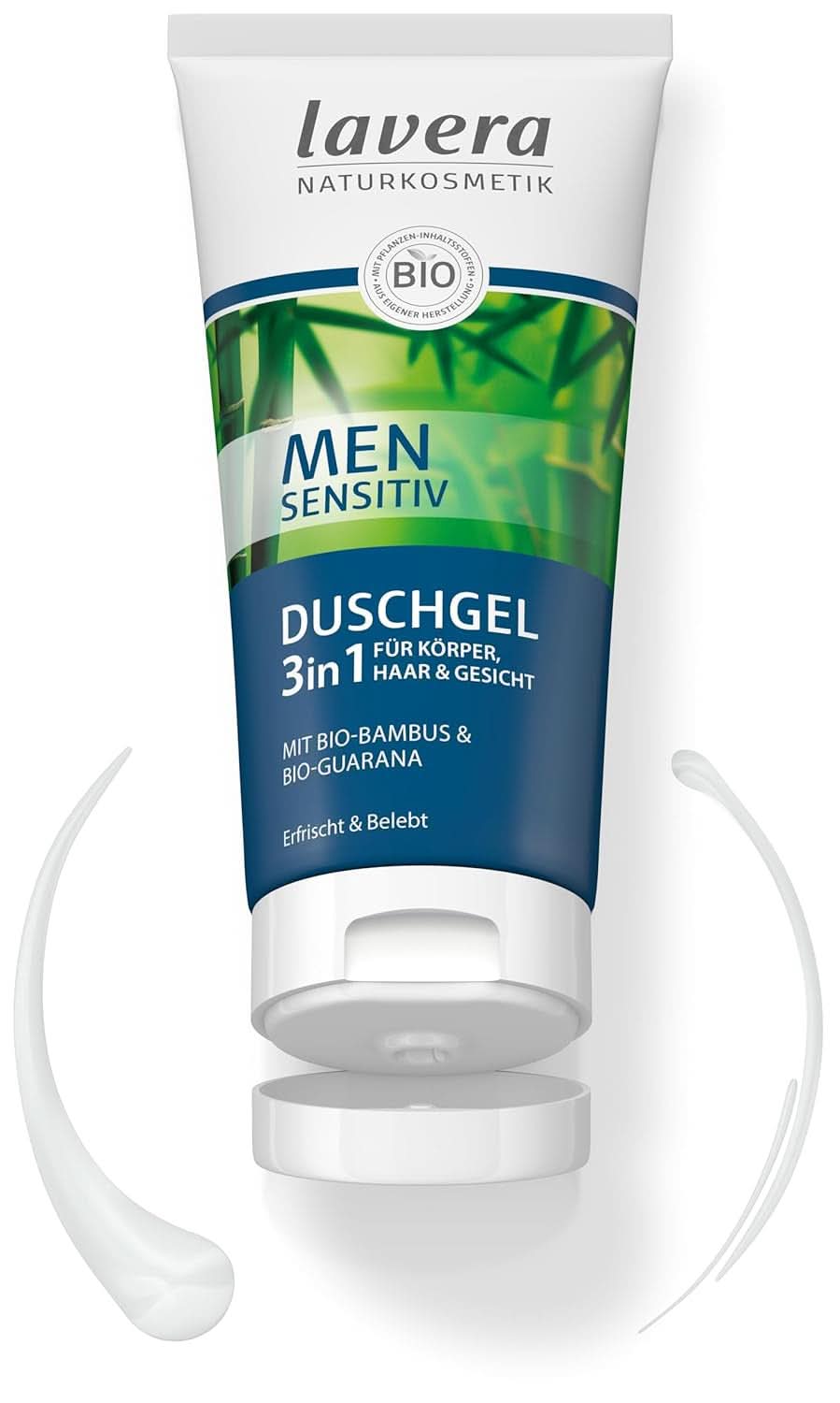 Lavera, Douchegel met biologische bamboe en guarana, 3 in 1, voor huid, haar en gezicht, 200 ml Douche en bad Naty Shop