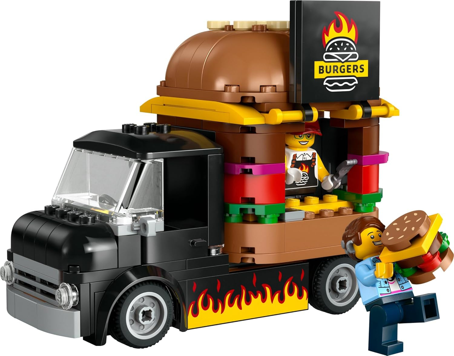 LEGO City Burger Truck-bouwset met speelgoedauto voor 5-jarigen, minifiguur van een foodtruck en accessoires, leuk cadeau voor jongens en meisjes 60404 Bouwsets Besuche in LEGO-Store