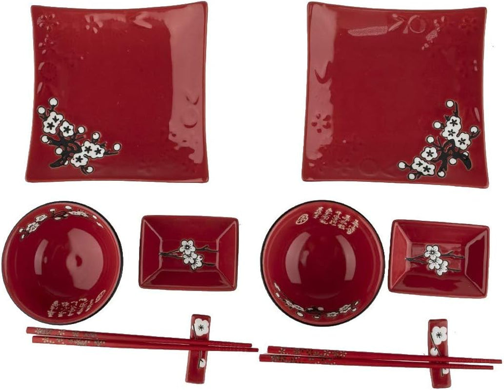Compleet Japans tafelservies 2381, porselein, rood