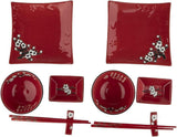 Compleet Japans tafelservies 2381, porselein, rood