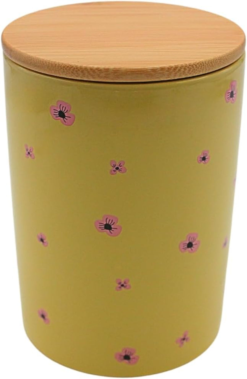 Dekohelden24 Elegante keramieken opbergdoos/koffie/vers voedsel/koekje Hüftgold. De reden: lui. Afmetingen: H/Ø 15,6 x 11 cm. Naty Shop voedselbewaardozen