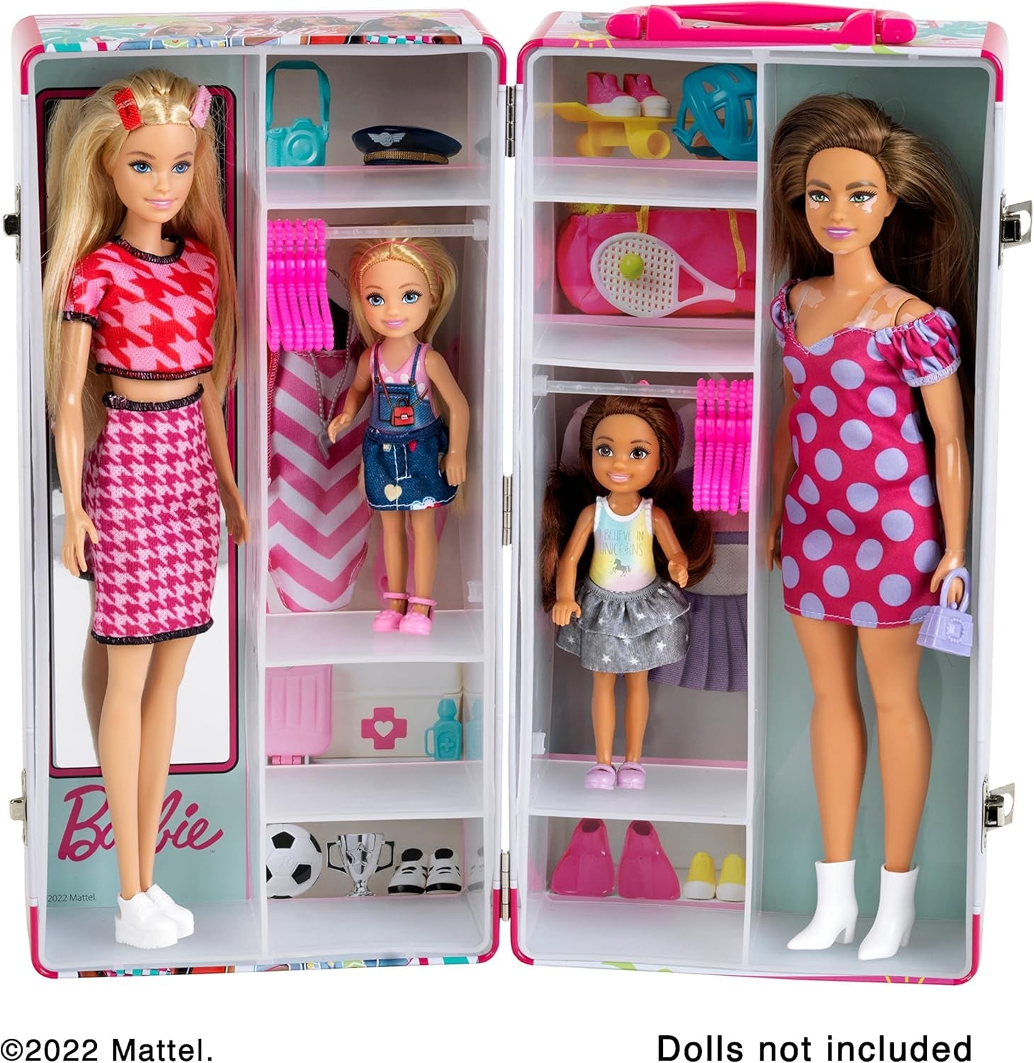 Theo Klein 5801 Barbie-kledingkast met kledingroedes en vakken, speelgoed voor kinderen vanaf 3 jaar, inclusief accessoires, meerkleurig
