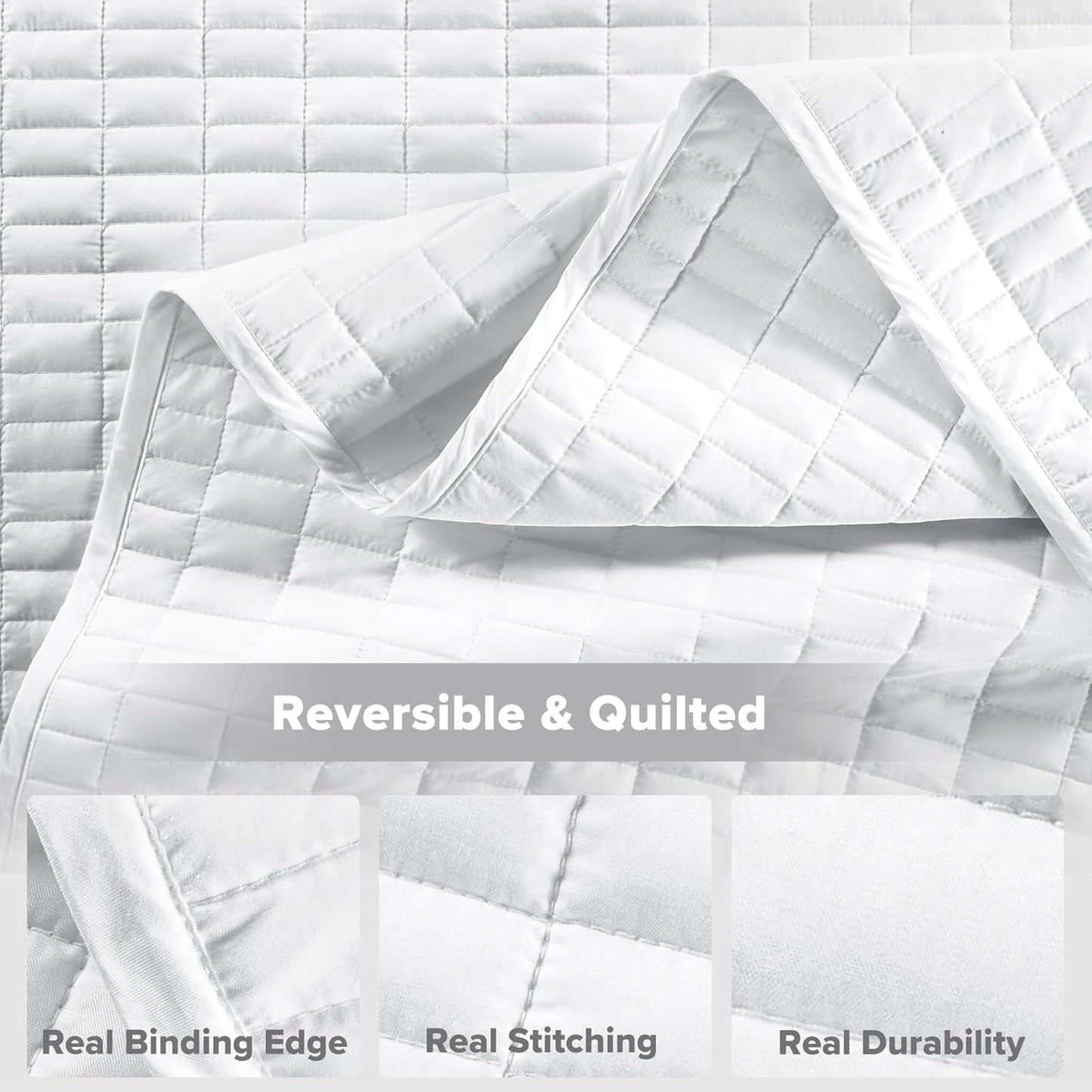Comfort Spaces Kienna dekbedset Luxe dubbelgestikte zomerdeken Lichtgewicht zacht beddengoed voor het hele jaar Bijpassende kussensloop Witte kingsize deken (264,2 x 228,6 cm) Naty Shop Dekbedden en dekbedden
