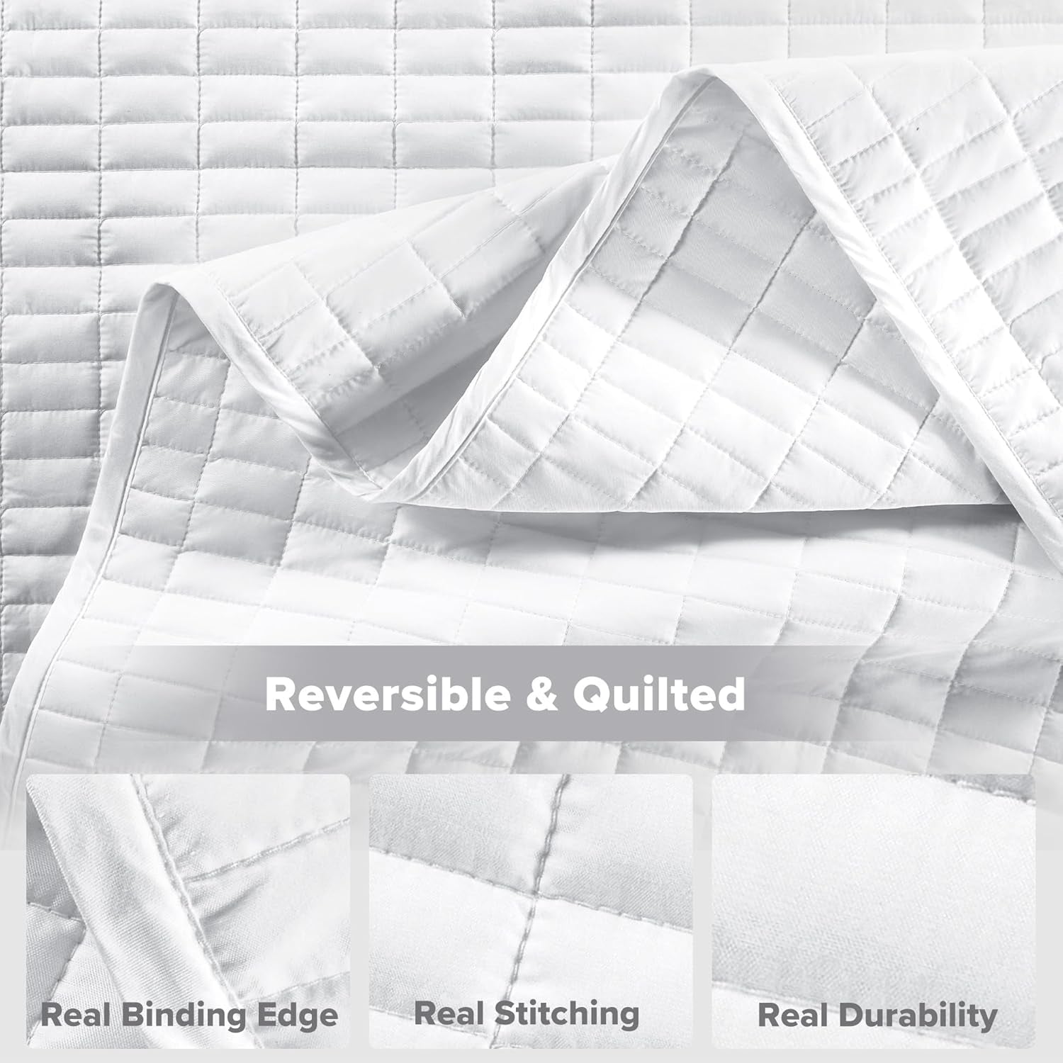 Comfort Spaces Kienna dekbedset Luxe dubbelgestikte zomerdeken Lichtgewicht zacht beddengoed voor het hele jaar Bijpassende kussensloop Witte kingsize deken (264,2 x 228,6 cm) Naty Shop Dekbedden en dekbedden