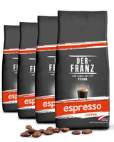 Der-Franz Espresso Kaffee, Intensität 5/5, Arabica en Robusta, Ganze Bohne, 4 x 1000 g