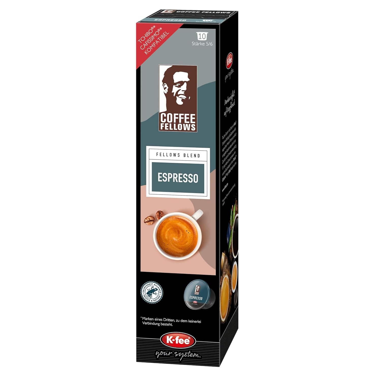 Coffee Fellows Blend Espresso Capsules, compatibel met K-fee, EXPRESSI & Tchibo Cafissimo*, schokoladig-fruchtige Aroman, 120 Kaffeekapseln
