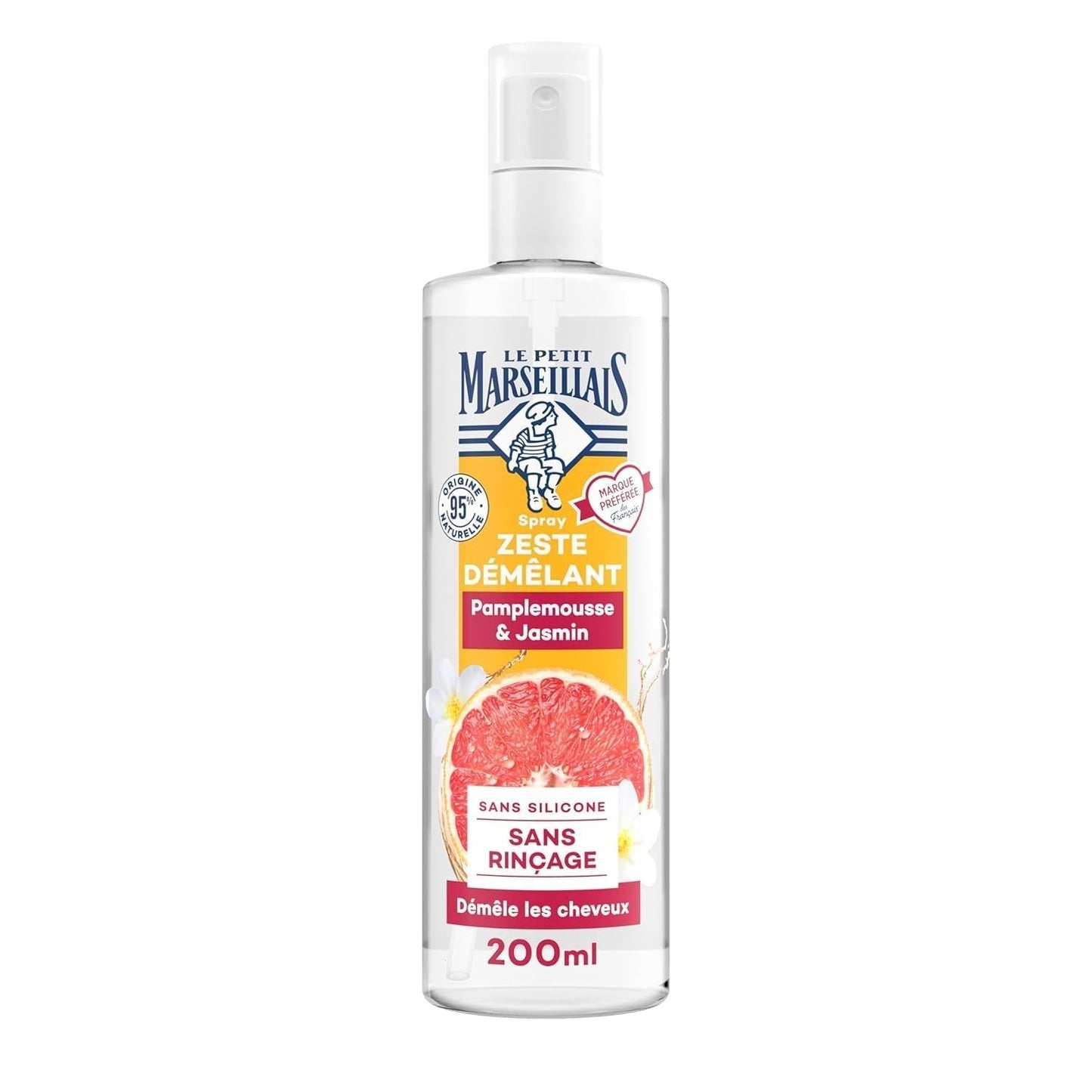 Le Petit Marseillais | Grapefruit Jasmijn Ontwarrende Spray (fles van 200 ml) - Leave-in ontwarrende verzorging - 95% natuurlijke en siliconenvrije ontwarrende producten Naty Shop Standaardtitel